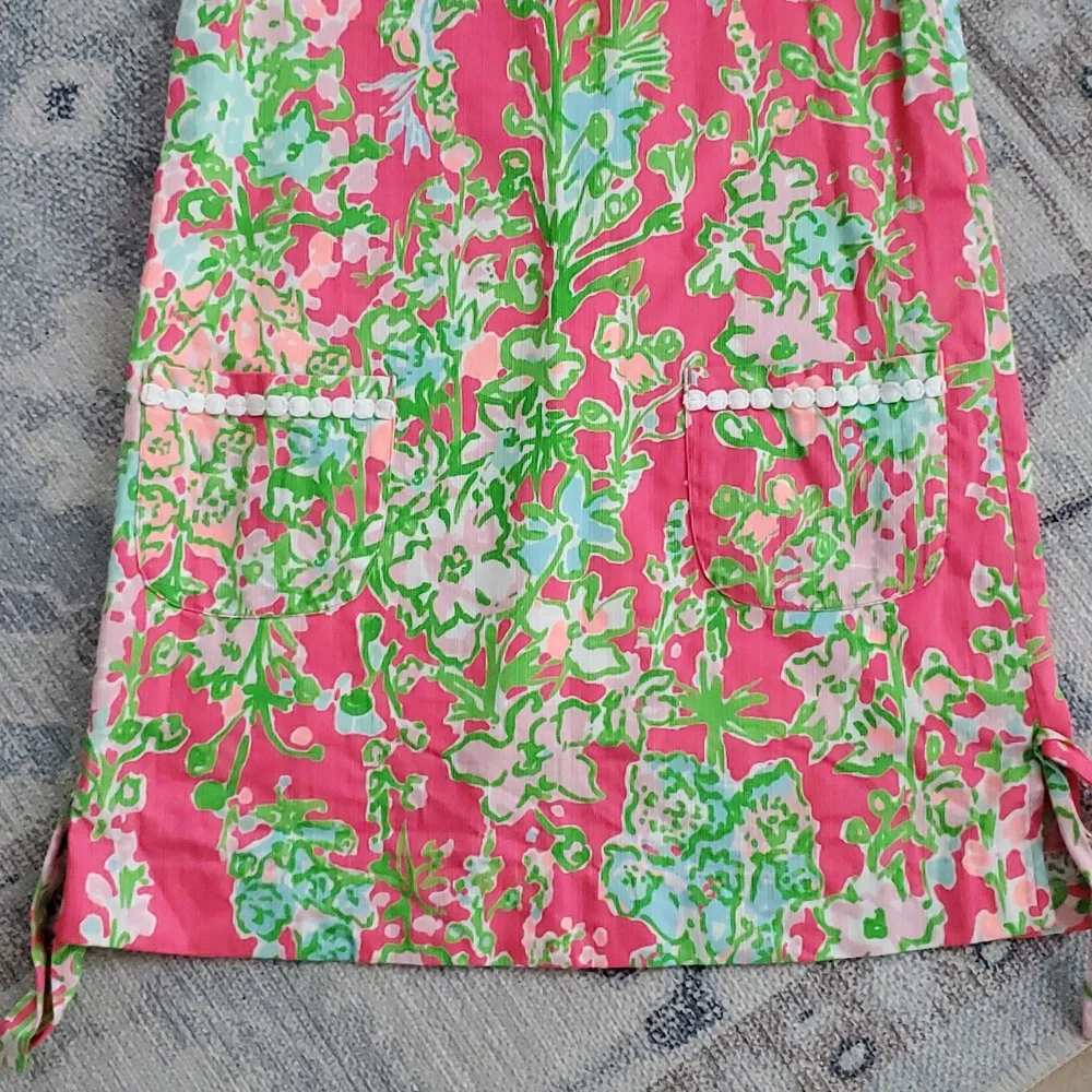 Lilly Pulitzer Girls Pink Green Floral Shift Dress Sz10
